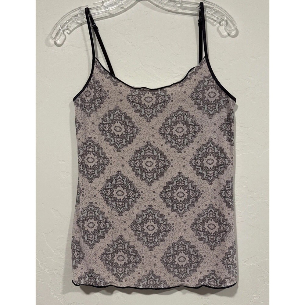 Vintage 90s Cami Tank Top Geometric Print Cream Black Women’s Size S